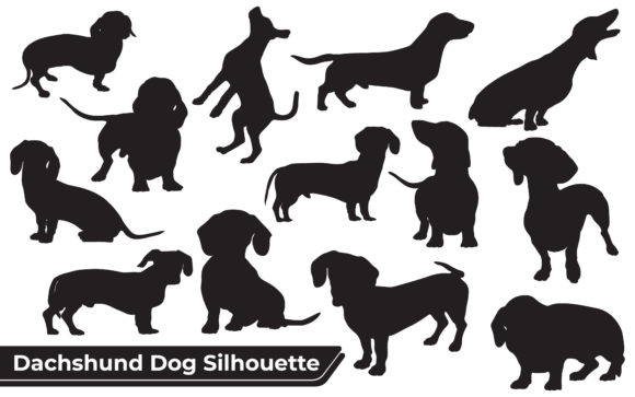 Collection of Dachshund Dog Silhouettes