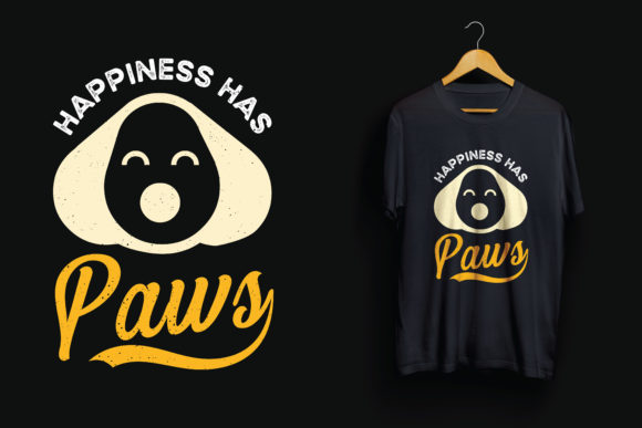 Dog T-shirt Design Happiness Has Paws