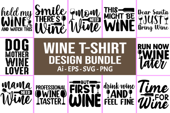 Wine T-shirt Design Bundle SVG Review for Embroidery